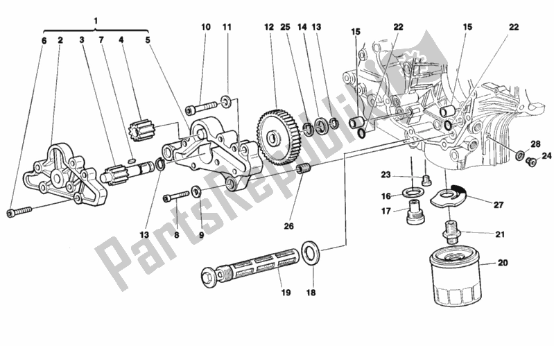 Tutte le parti per il Pompa Dell'olio - Filtro del Ducati Superbike 748 SPS 1998